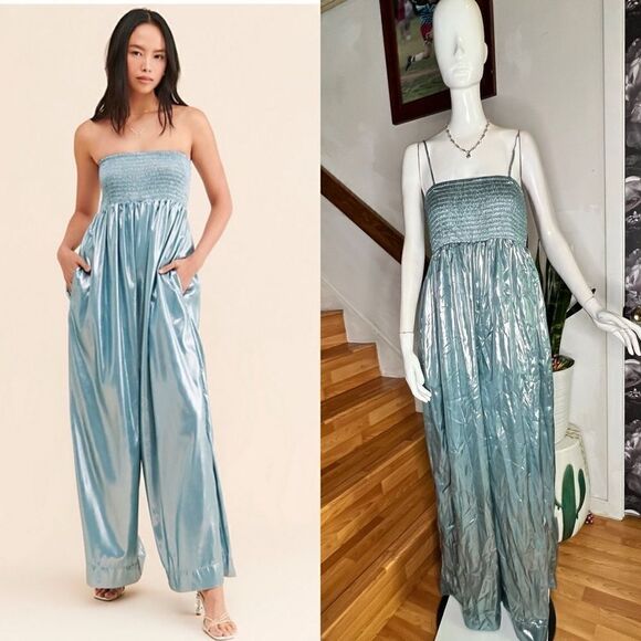 New Free People Julie Metallic Jumpsuit - Picture 2 of 8